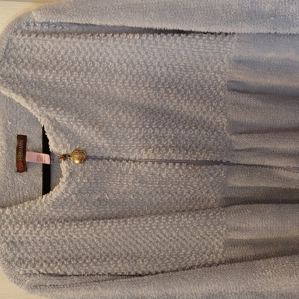 Comfy Blue Chenille Bathrobe from Stan Herman / QVC, Size 1X